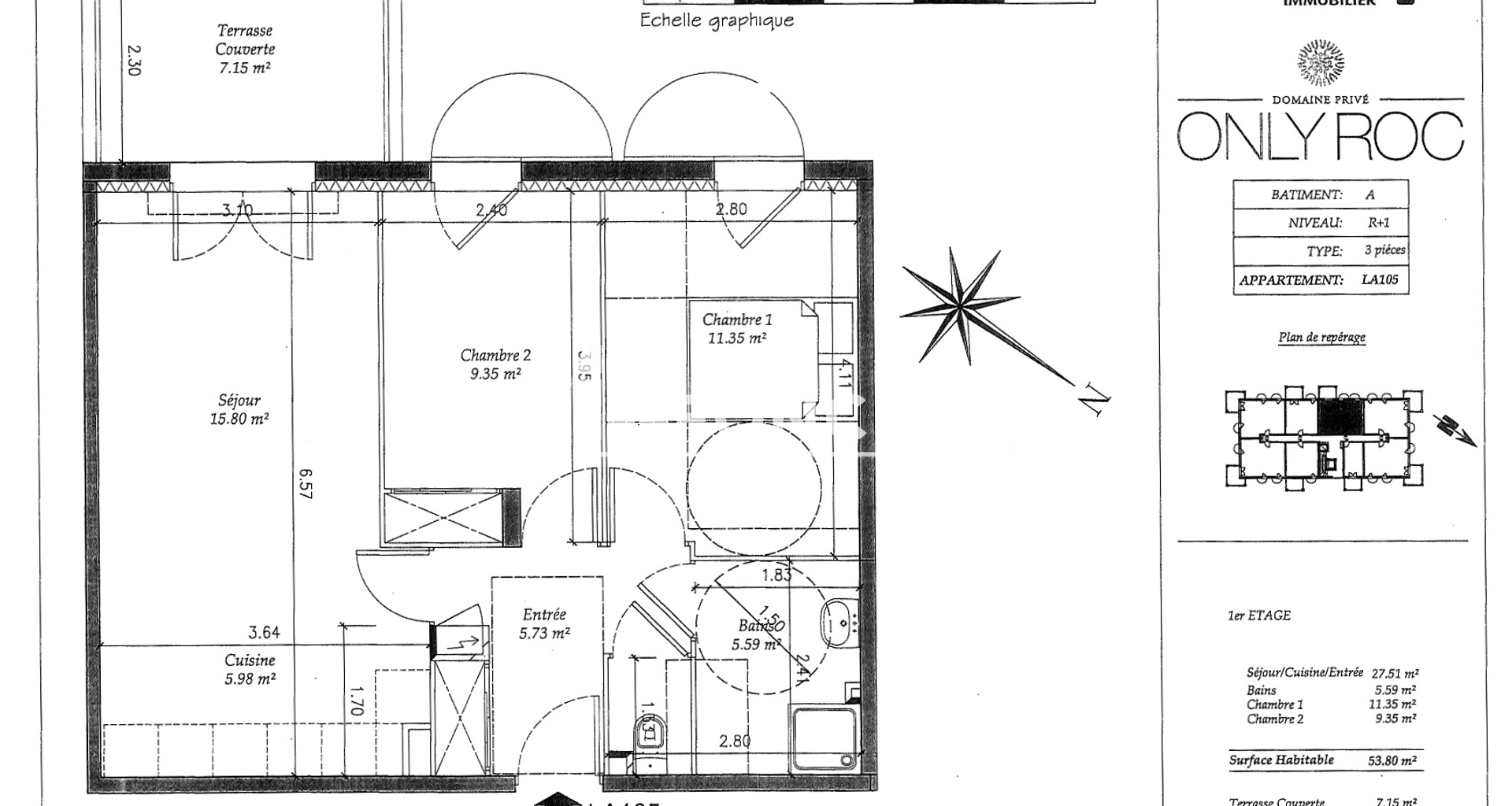 Appartement 3 pièces (53.8 m²) à vendre - Roquebrune-sur-argens (83520)