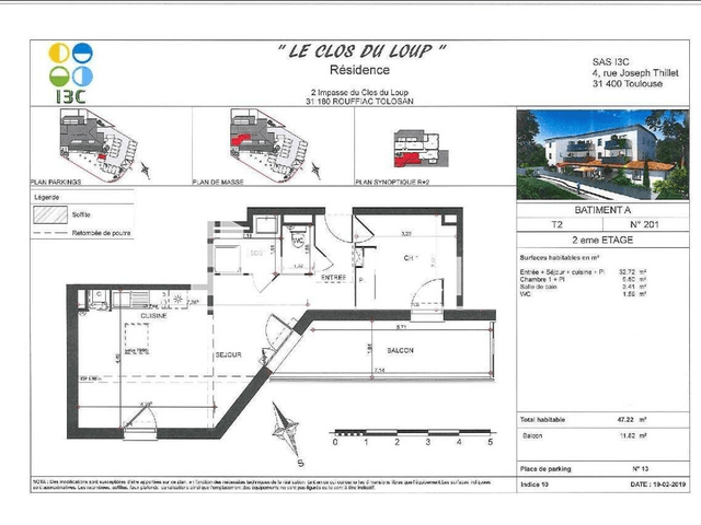 Appartement 2 pièces (47.22 m²) à louer - Rouffiac Tolosan (31180)