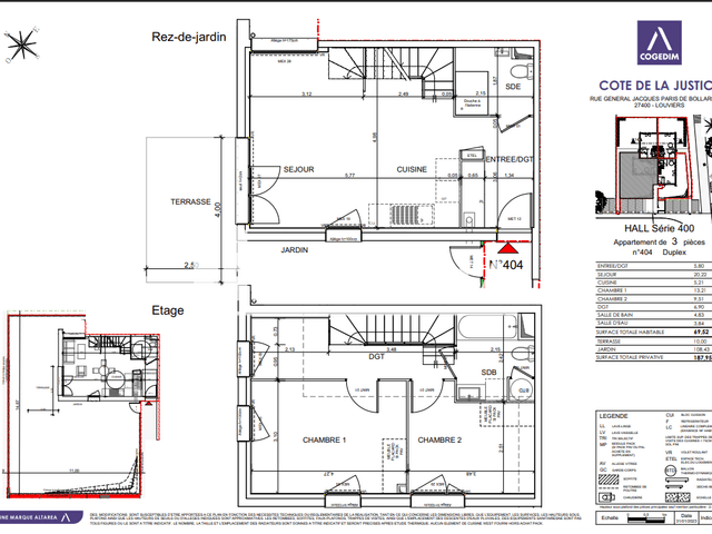 Appartement 3 pièces (69.52 m²) à louer - Louviers (27400)