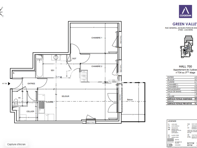 Appartement 3 pièces (68.06 m²) à louer - Louviers (27400)