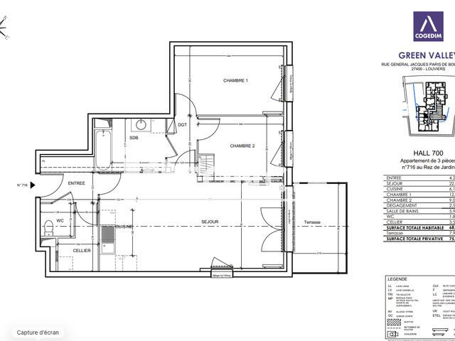 Appartement 3 pièces (68.01 m²) à louer - Louviers (27400)