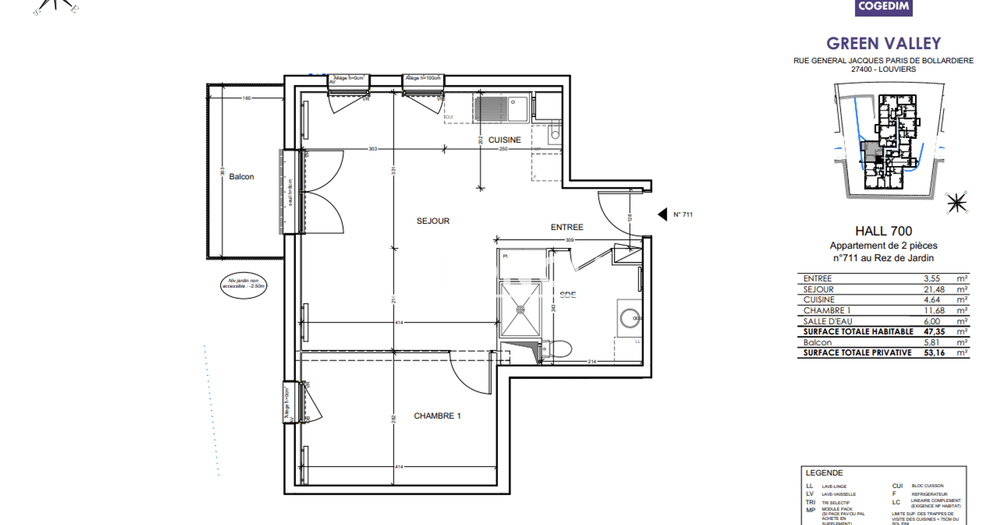 Appartement 2 pièces (47.35 m²) à louer - Louviers (27400)