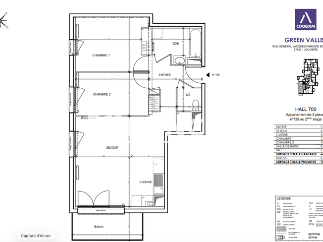 Appartement 3 pièces (64.78 m²) à louer - Louviers (27400)