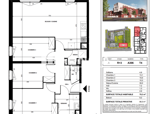 Appartement 4 pièces (79.3 m²) à louer - Lens (62300)