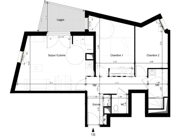 Appartement 3 pièces (62.9 m²) à louer - Tours (37200)