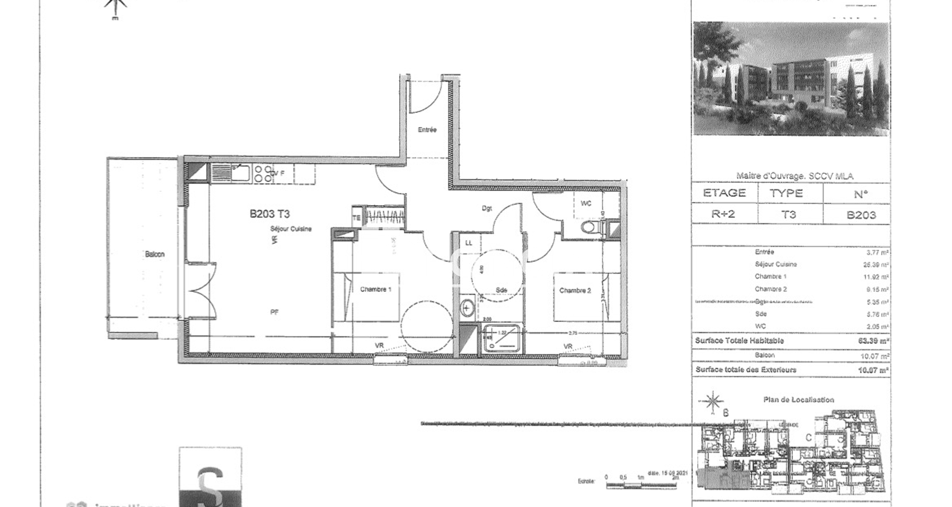Appartement 3 pièces (63.39 m²) à louer - Morières-lès-avignon (84310)
