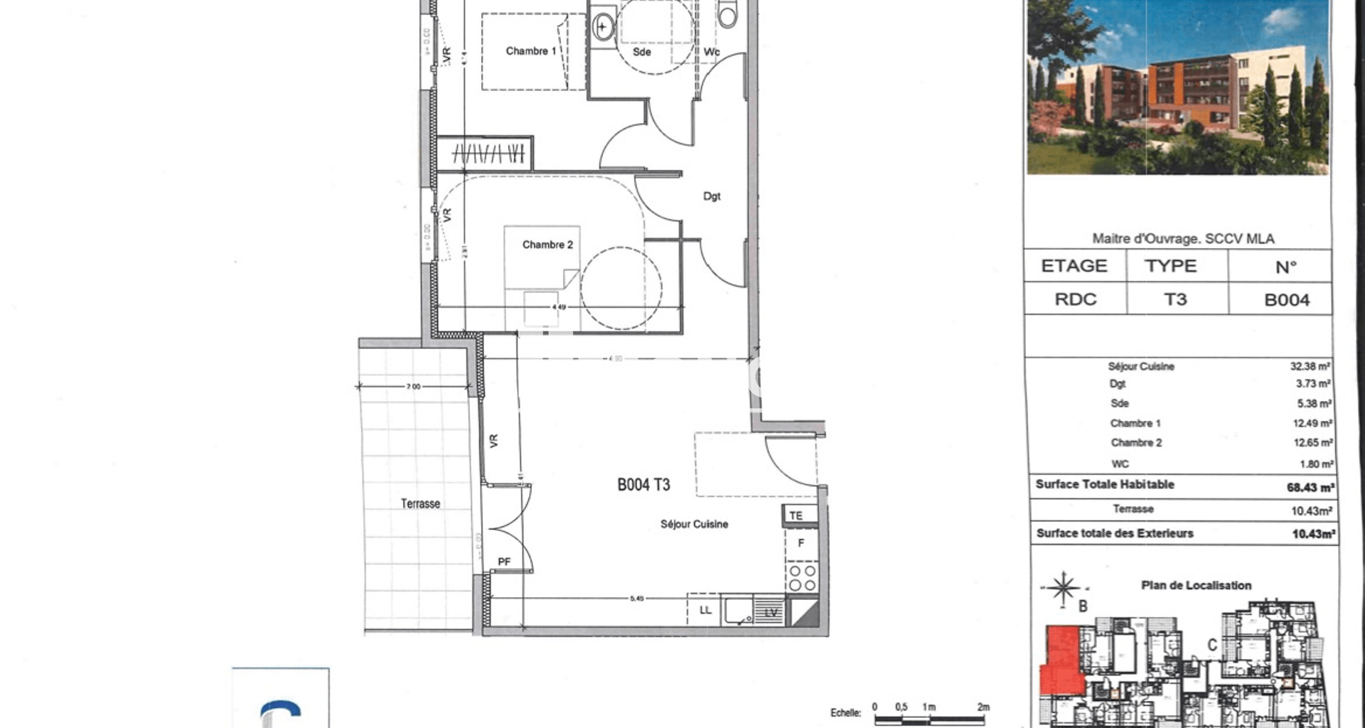 Appartement 3 pièces (68.43 m²) à louer - Morières-lès-avignon (84310)