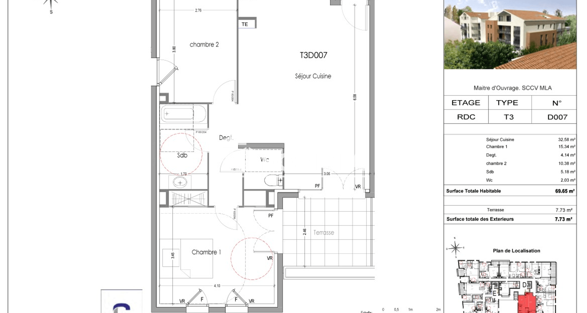 Appartement 2 pièces (54.96 m²) à louer - Morières-lès-avignon (84310)