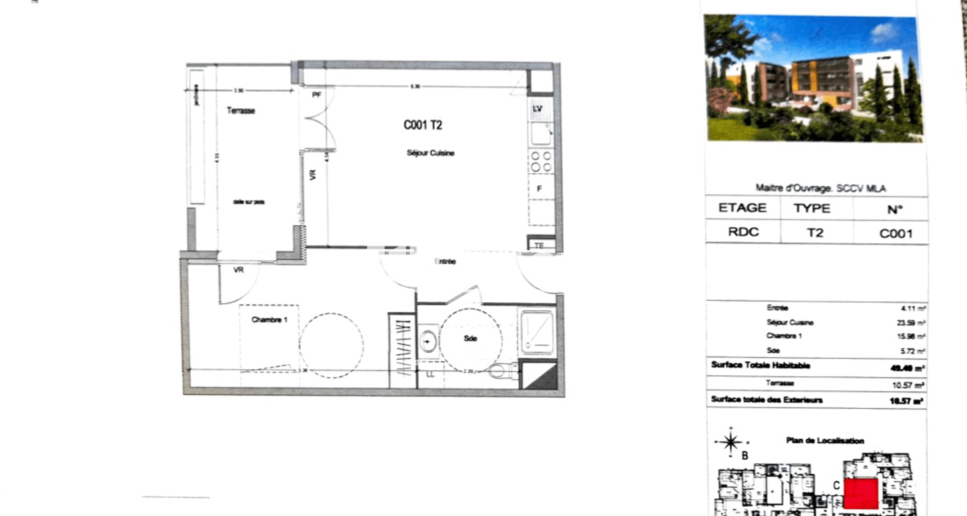 Appartement 2 pièces (49.4 m²) à louer - Morières-lès-avignon (84310)