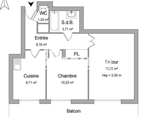 Appartement 2 pièces (48.1 m²) à louer - Bourgoin Jallieu (38300)
