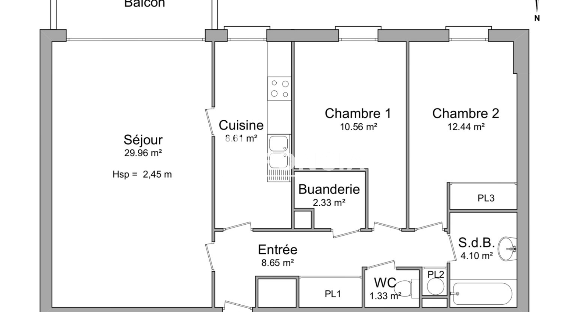 Appartement 3 pièces (77.38 m²) à louer - Lens (62300)