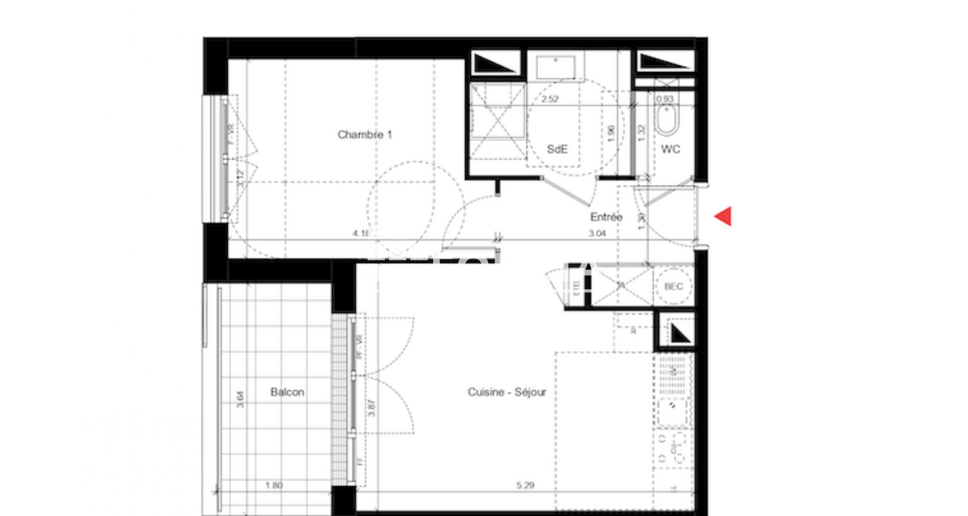 Appartement 2 pièces (41.46 m²) à louer - Caen (14000)