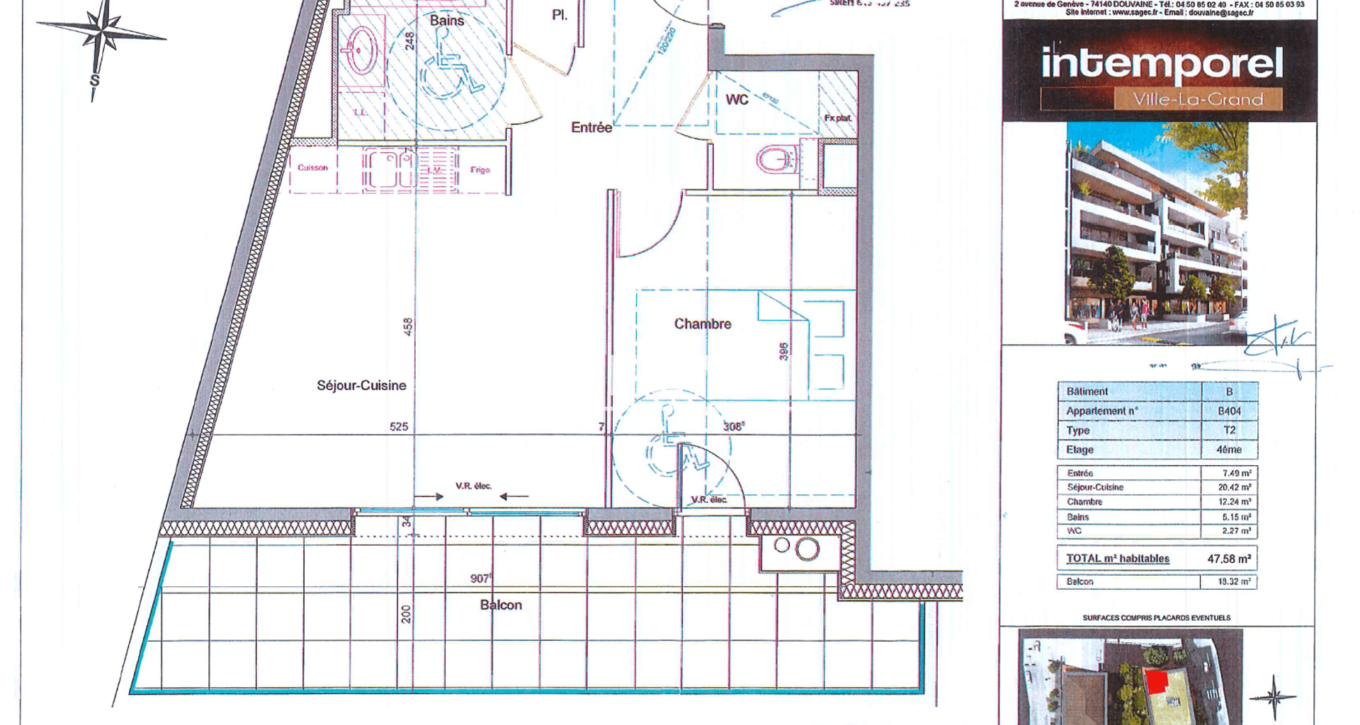 Appartement 2 pièces (47.58 m²) à louer - Ville-la-grand (74100)