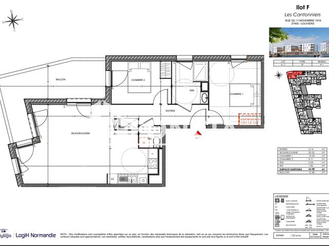 Appartement 3 pièces (66.58 m²) à louer - Louviers (27400)