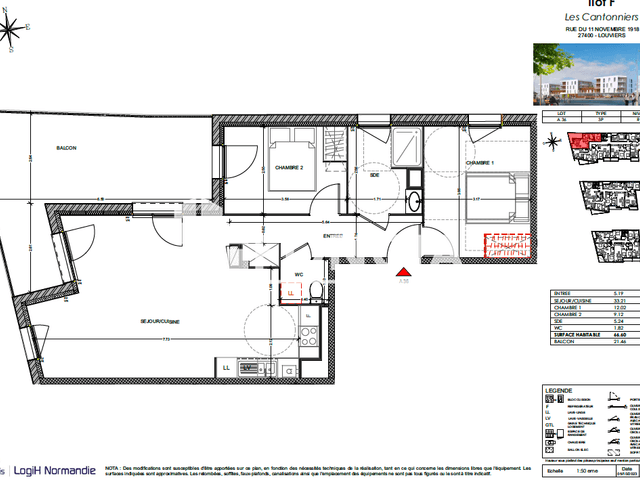 Appartement 3 pièces (66.6 m²) à louer - Louviers (27400)