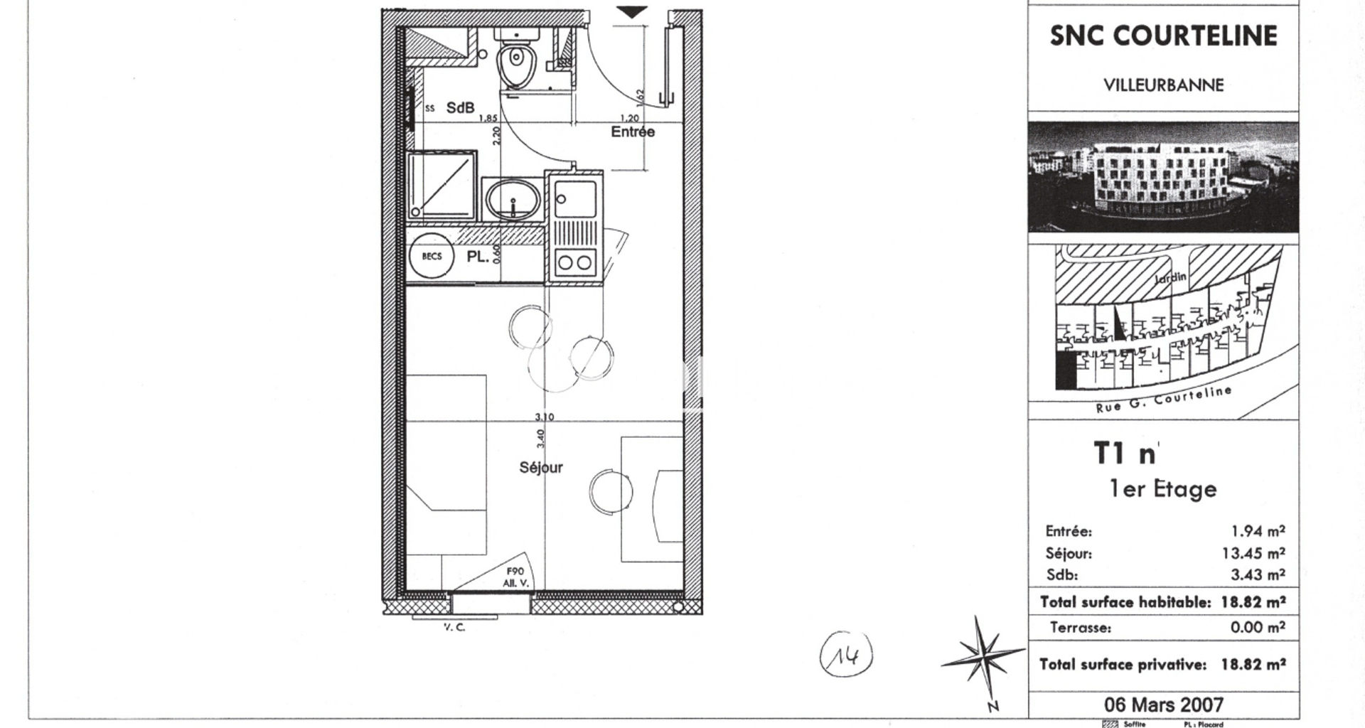 Studio (18 m²) à vendre - Villeurbanne (69100)