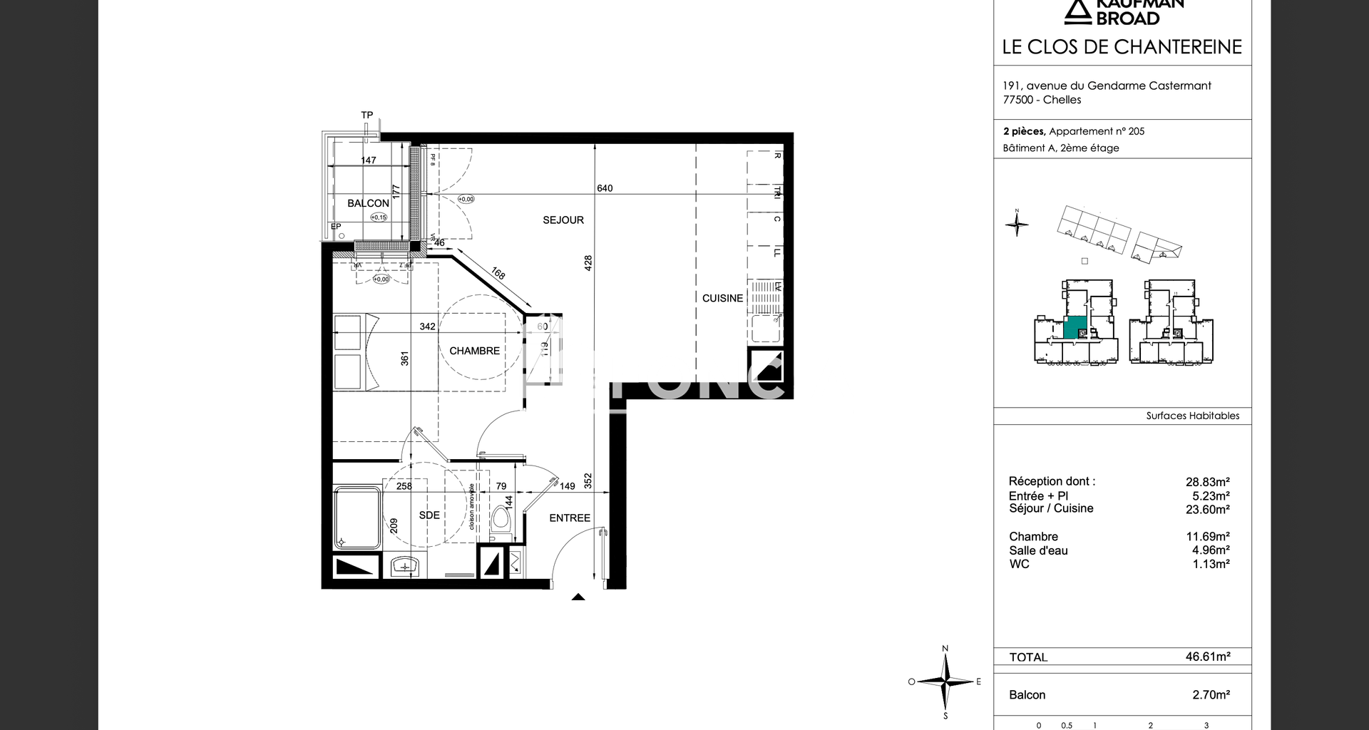 Appartement 2 pièces (46.61 m²) à louer - Chelles (77500)