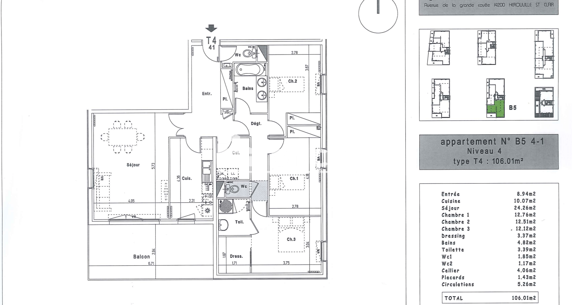 Appartement 4 pièces (106.01 m²) à louer - Hérouville-saint-clair (14200)