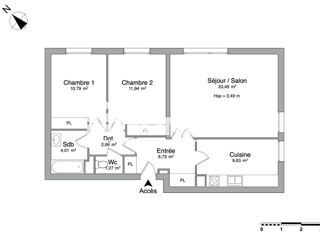 Appartement 3 pièces (71.59 m²) à louer - Bordeaux (33000)