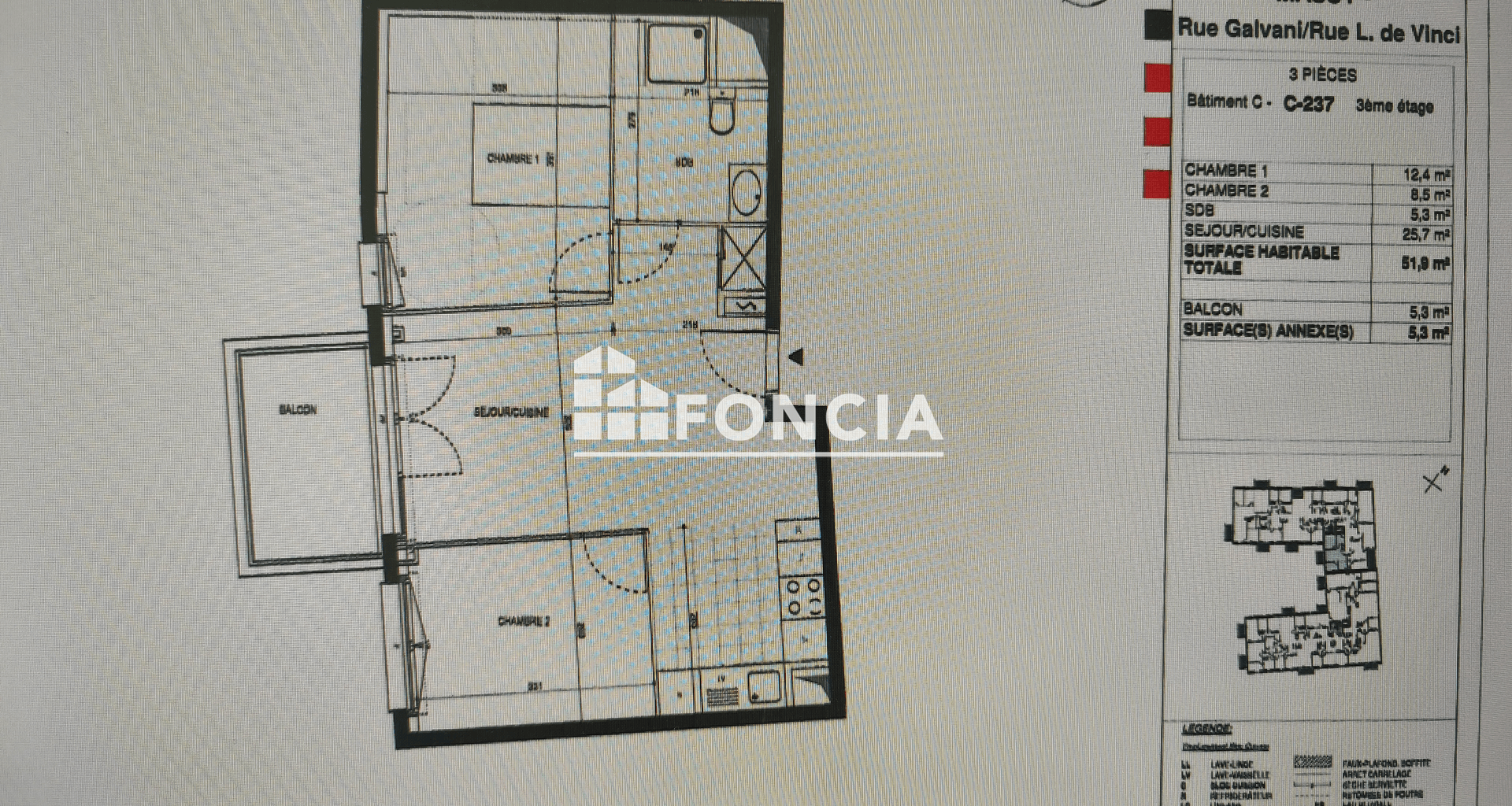 Appartement 3 pièces (51.9 m²) à louer - Massy (91300)