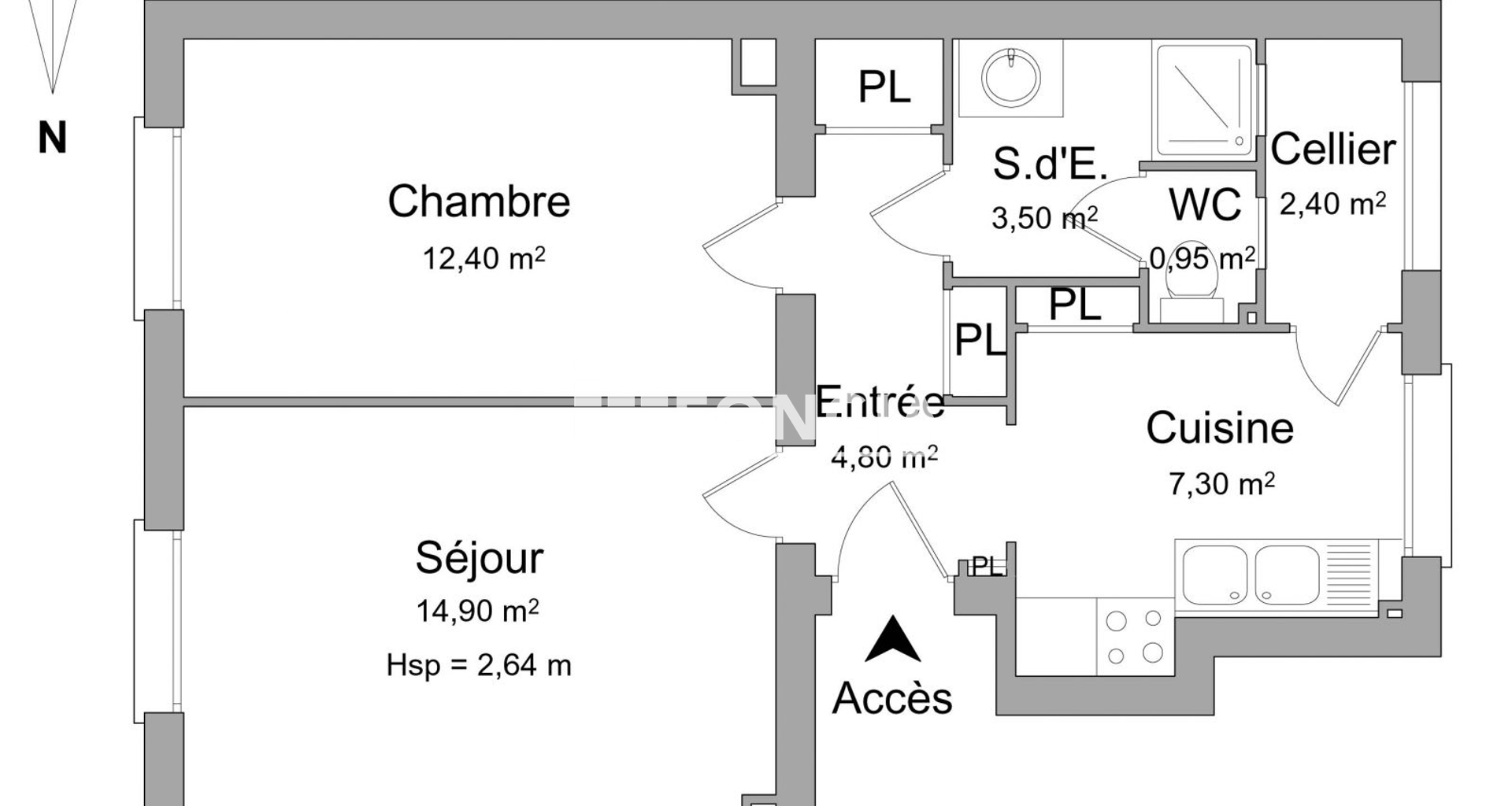 Appartement 2 pièces (46.25 m²) à louer - Le Havre (76600)