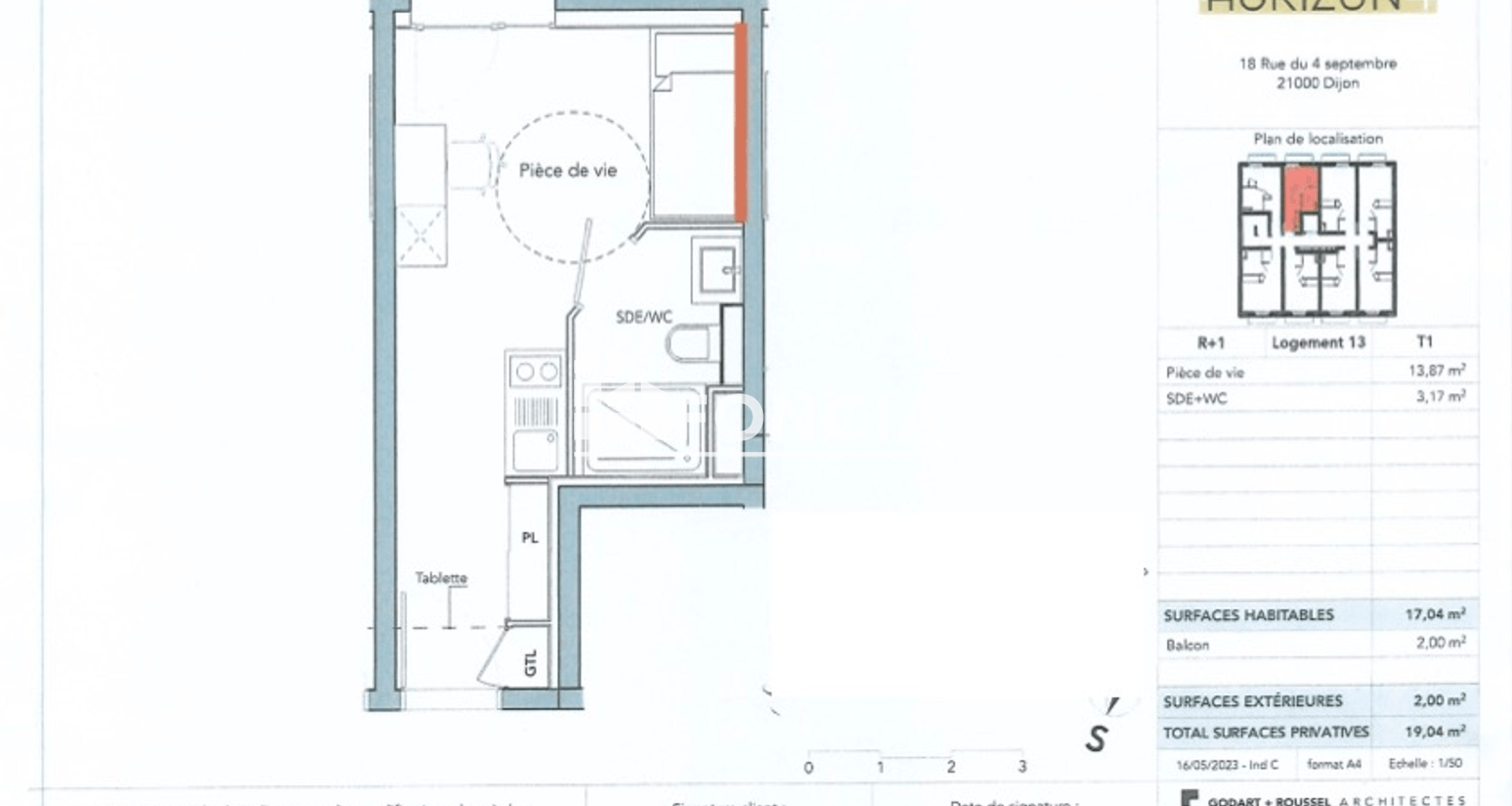 Studio (17.04 m²) à louer - Dijon (21000)