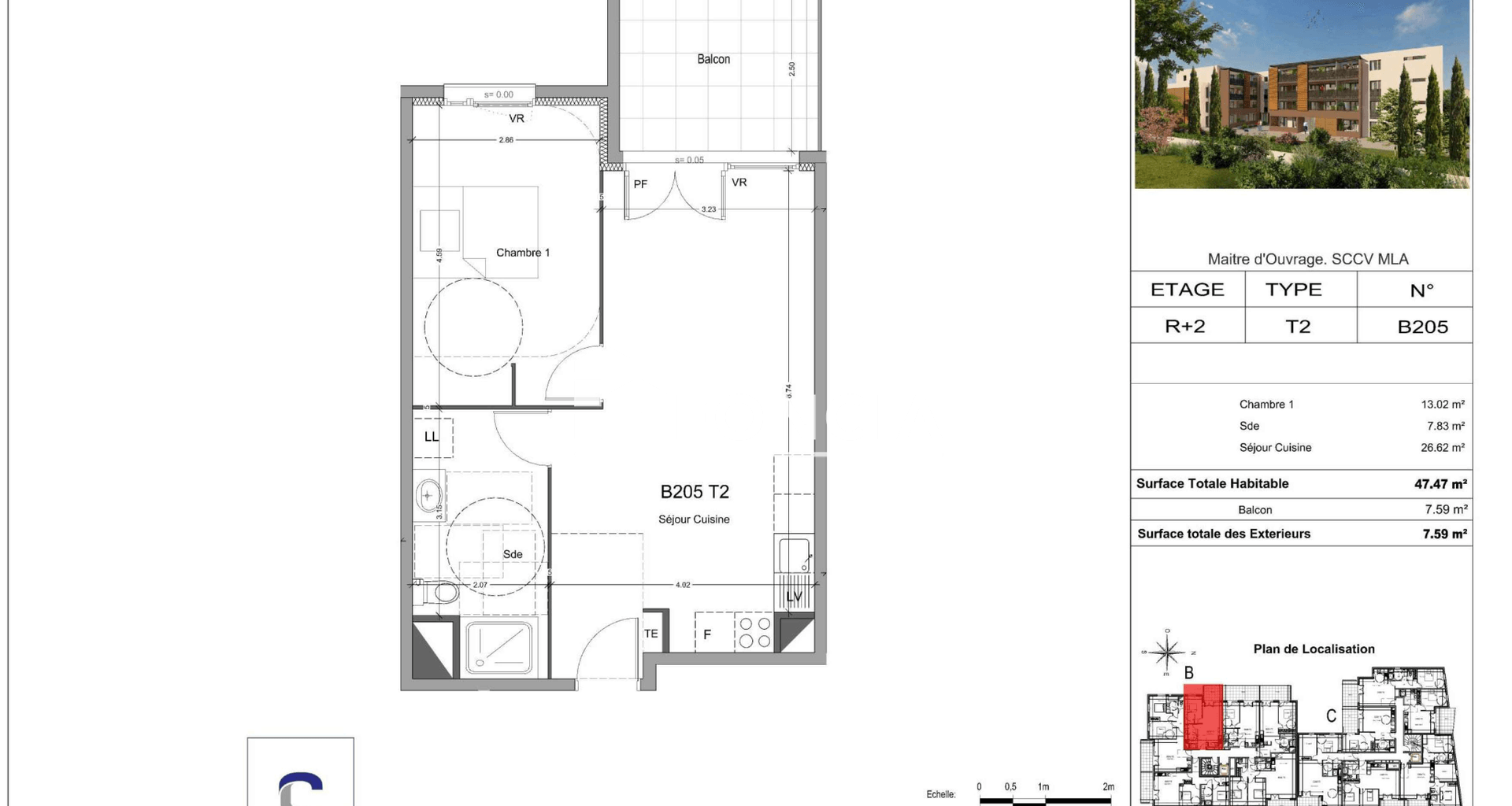 Appartement 2 pièces (46.9 m²) à louer - Morières-lès-avignon (84310)