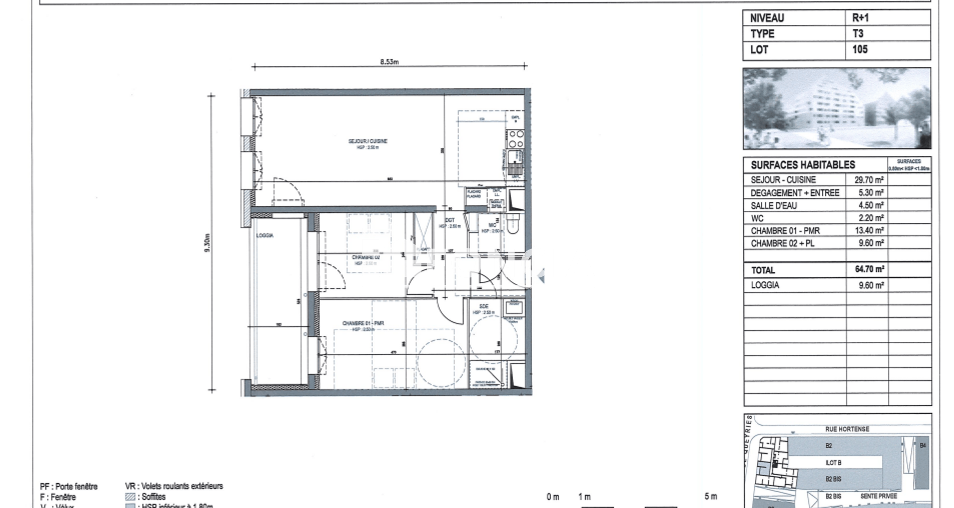 Appartement 3 pièces (64.7 m²) à louer - Bordeaux (33000)