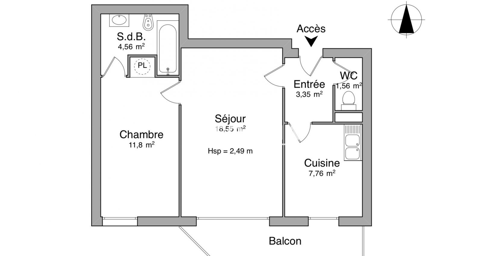 Appartement 2 pièces (47.58 m²) à louer - Tours (37000)