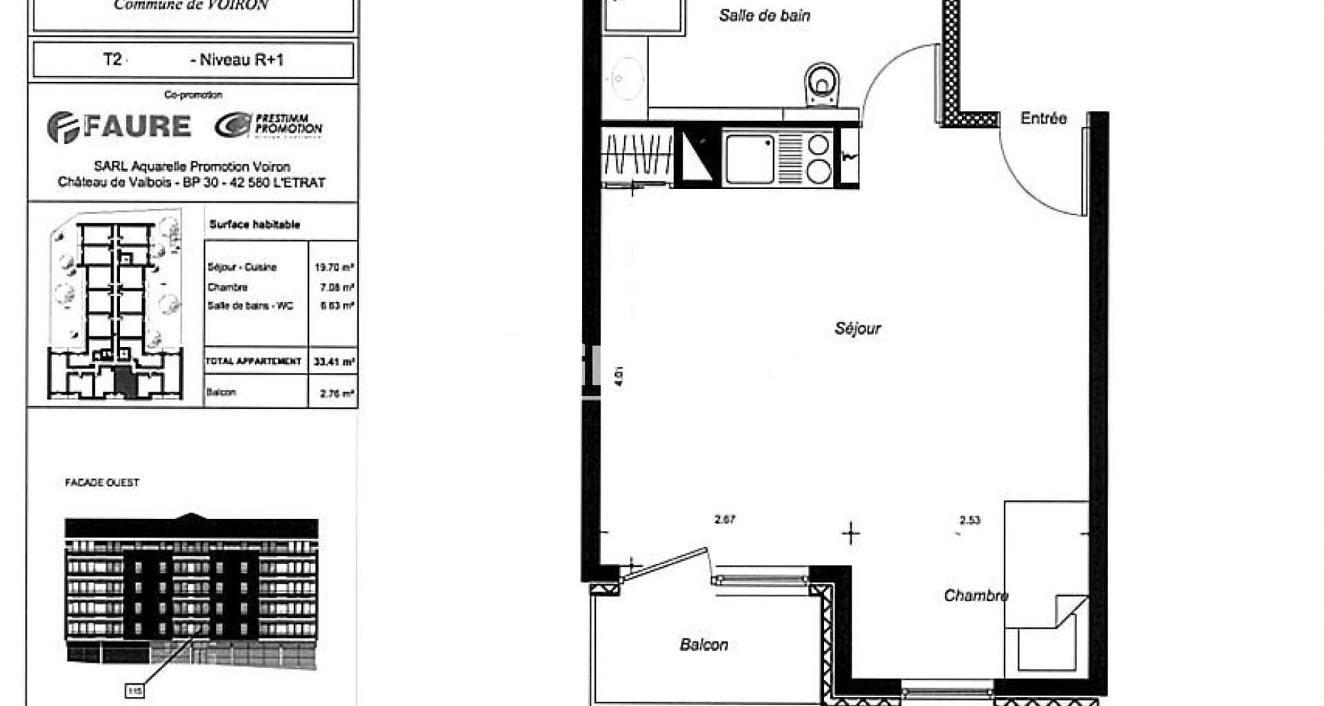 Appartement 2 pièces (33.41 m²) à vendre - Voiron (38500)