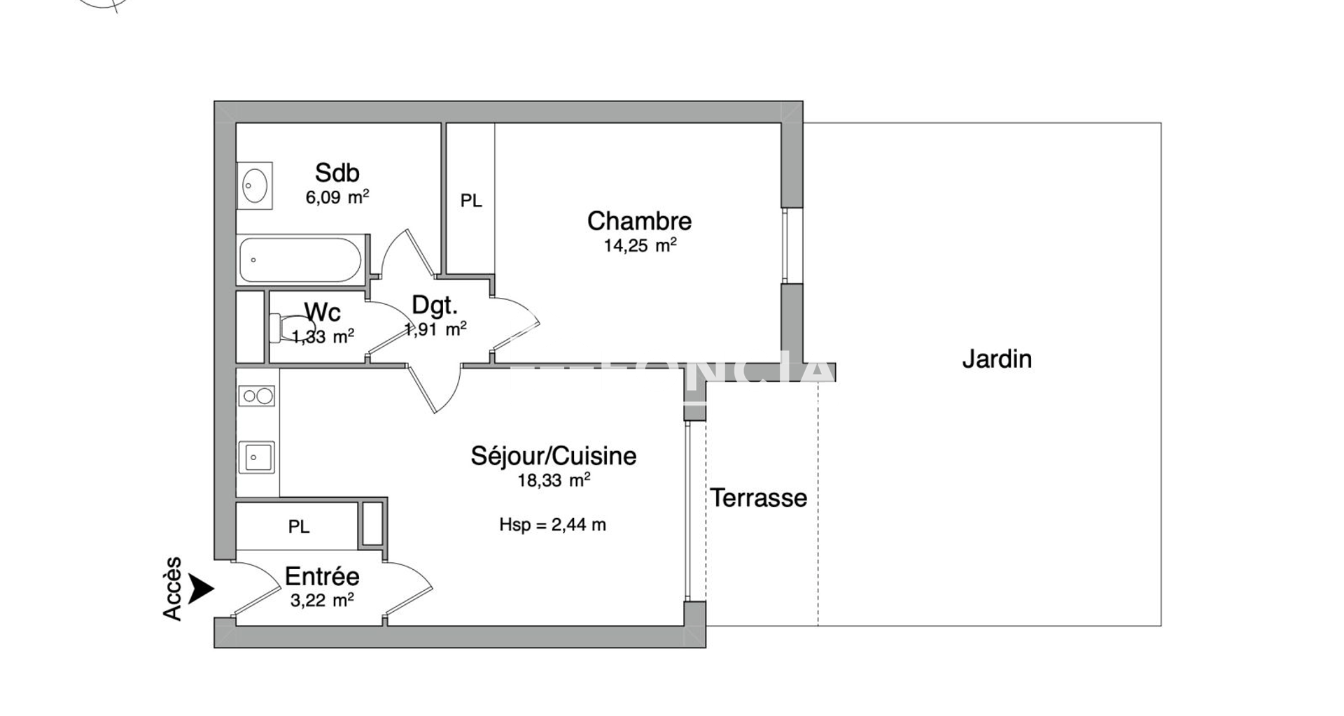 Appartement 2 pièces (44.5 m²) à louer - Castillon-la-bataille (33350)