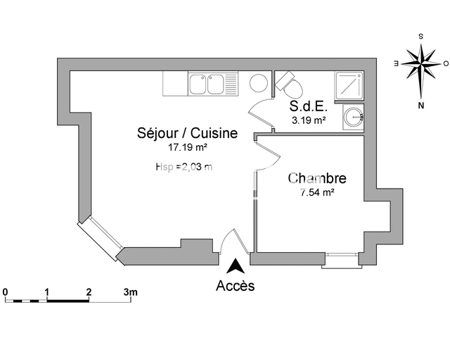 Appartement 2 pièces (26.69 m²) à louer - La Roche Sur Yon (85000)
