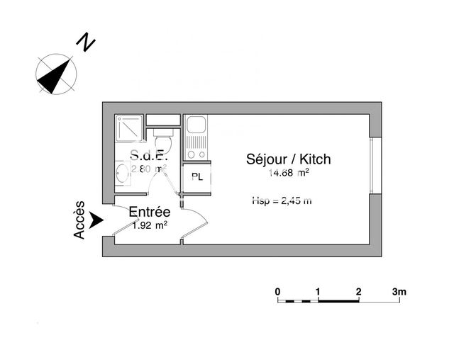 Studio meublé (19.4 m²) à louer - La Roche Sur Yon (85000)