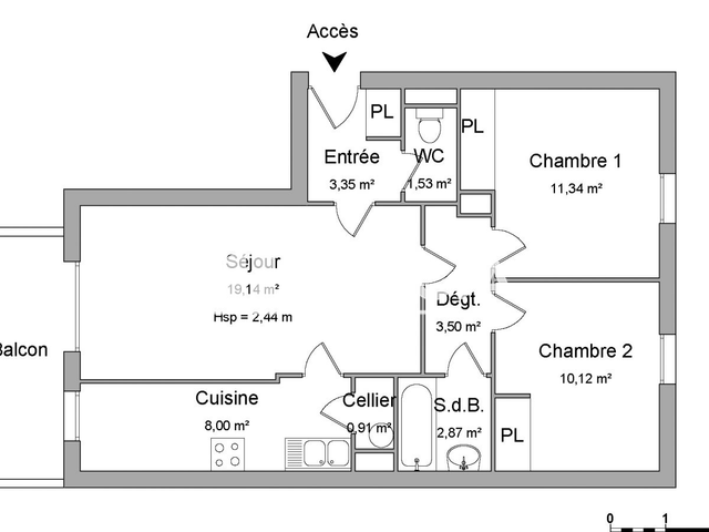 Appartement 3 pièces (61.68 m²) à louer - La Roche Sur Yon (85000)