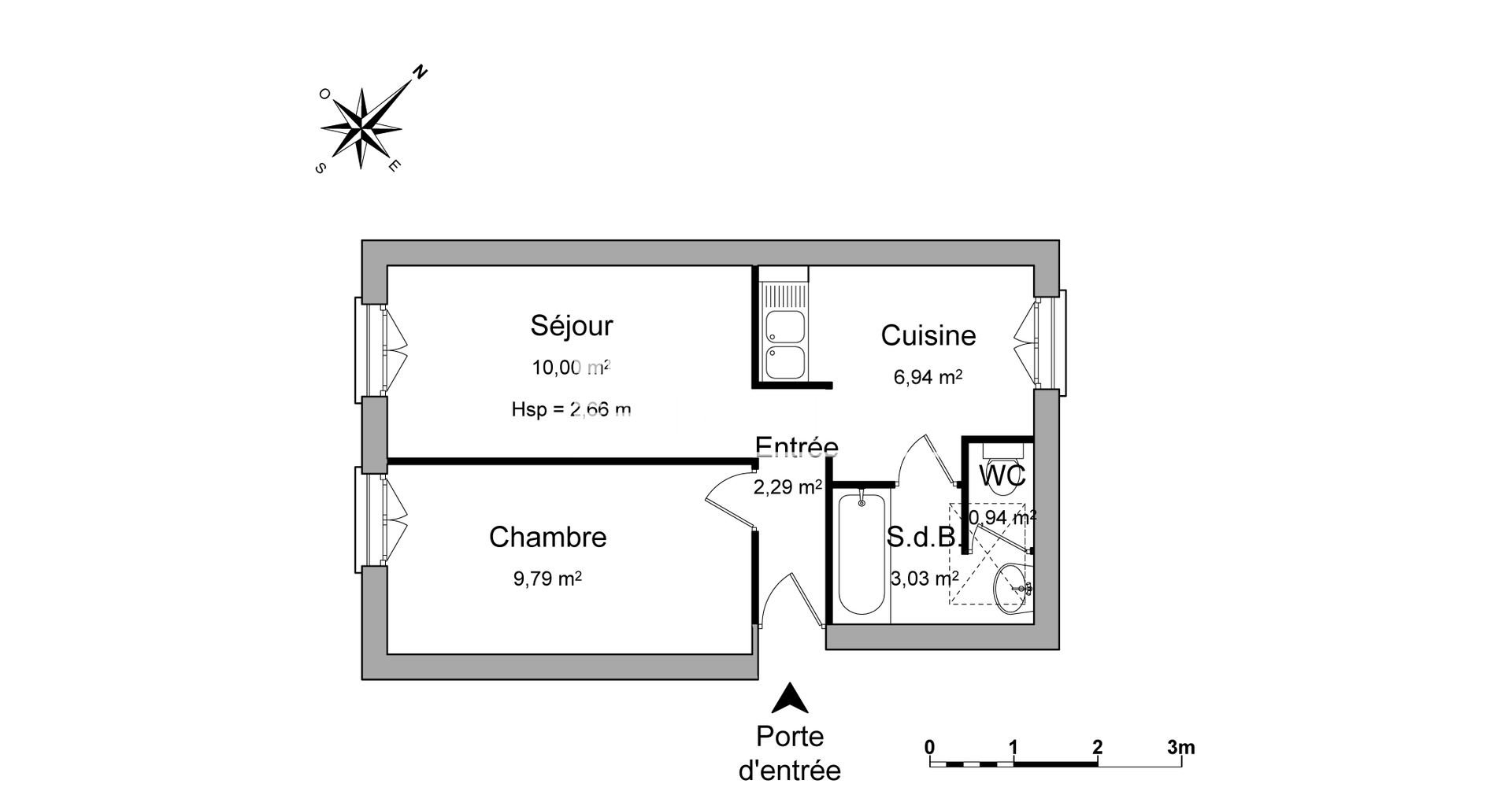 Appartement 2 pièces (32.99 m²) à louer - Montrouge (92120)